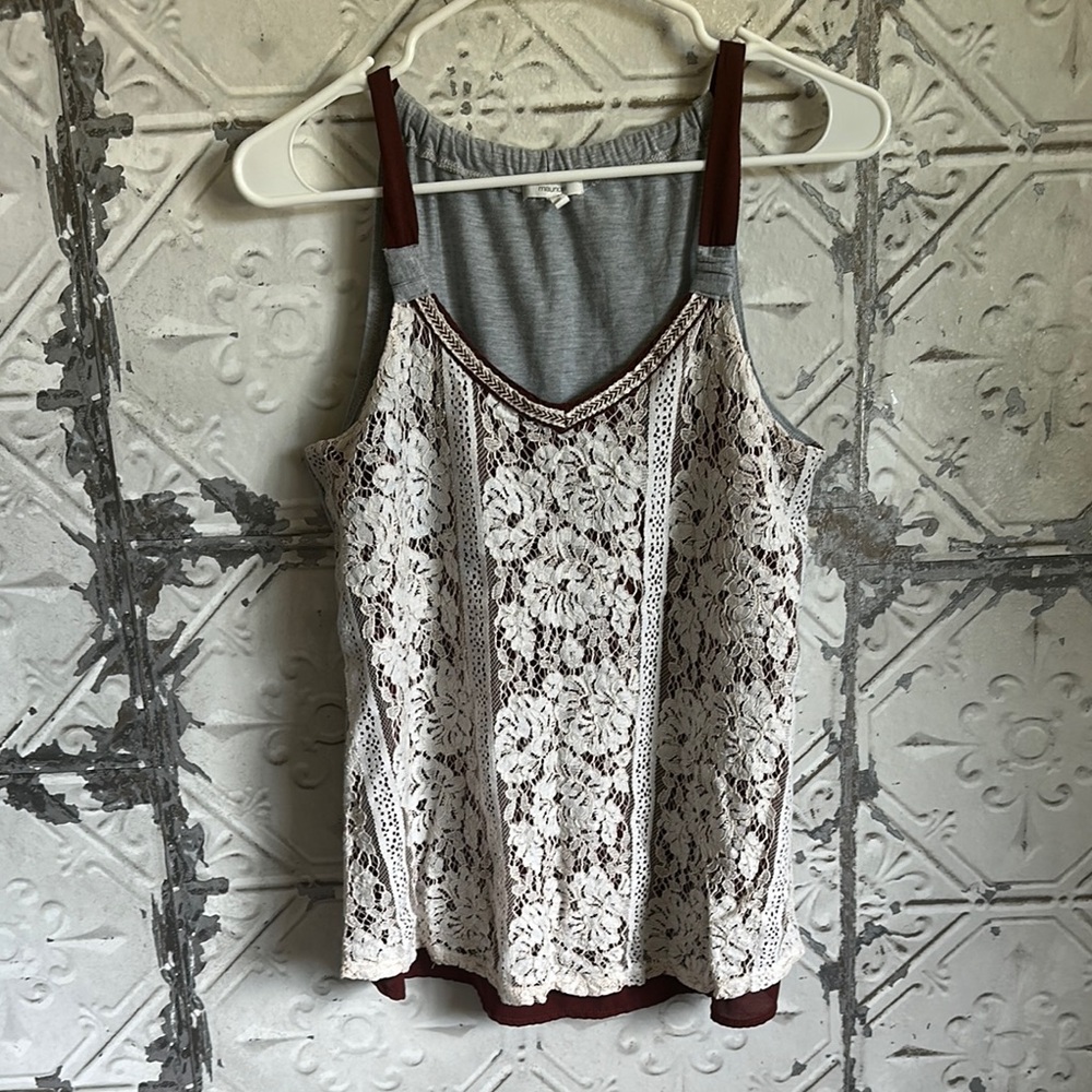 Maurices Cream Lace Camisole with Brown Accents